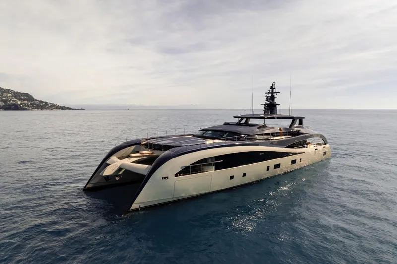 Seawolf X Yacht Photos Pics Luxurious 2024 Rossinavi SEACAT 40 yacht cruising on open sea.