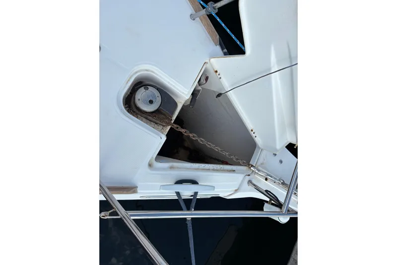 Eclipse Yacht Photos Pics Anchor chain compartment on 2018 Jeanneau Sun Odyssey 389 sailboat.