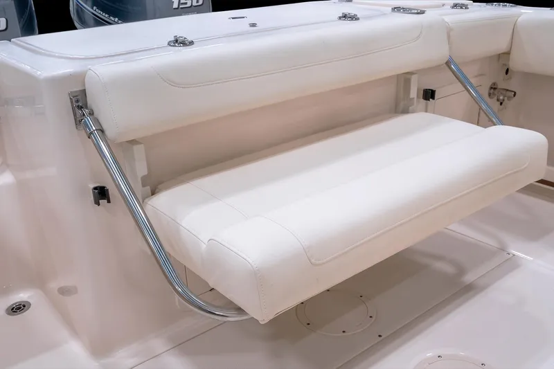  Yacht Photos Pics Manufacturer Provided Image: 2023 Grady-White Fisherman 257 fold-down transom seat in white.