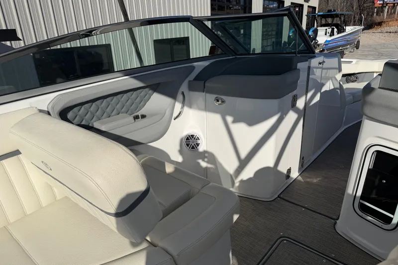  Yacht Photos Pics 2019 Cobalt R35 boat interior with luxurious seating and modern design.