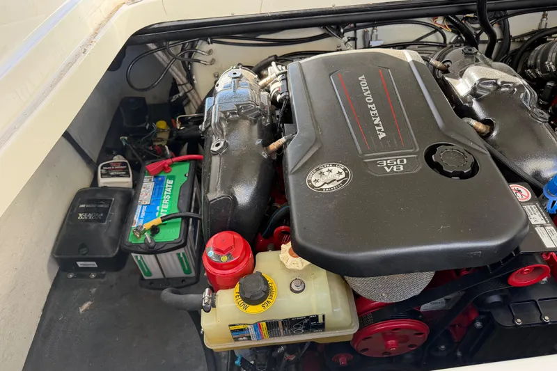  Yacht Photos Pics Engine compartment of a 2019 Cobalt R35 with Volvo Penta 350 V8 engine.