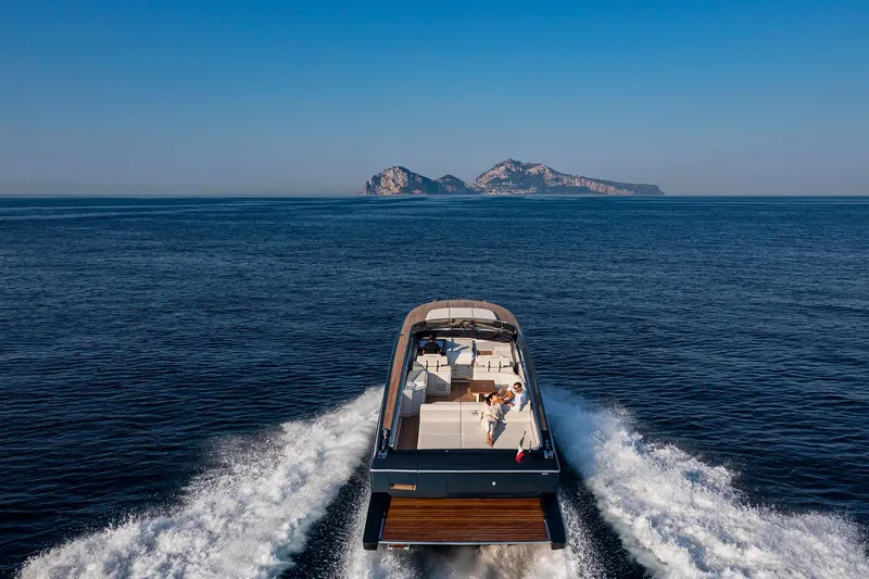  Yacht Photos Pics Luxury Itama 62 RS yacht cruising on open sea, 2023 model.