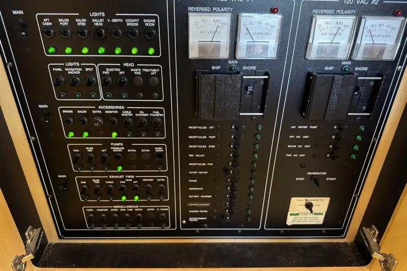  Yacht Photos Pics Electrical control panel of a 1997 Carver 445 Aft Cabin Motor Yacht.