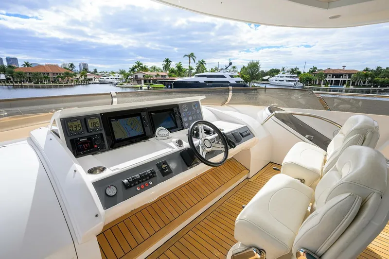 21 Sea Sands Yacht Photos Pics Luxurious 2009 Princess 95 yacht helm with modern navigation systems and plush seating.