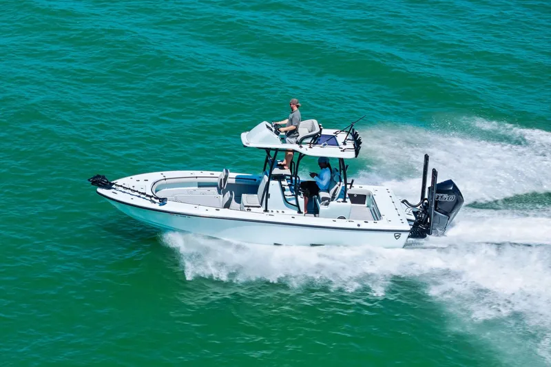  Yacht Photos Pics 2020 Barker Boatworks 26 Open cruising on clear blue water.