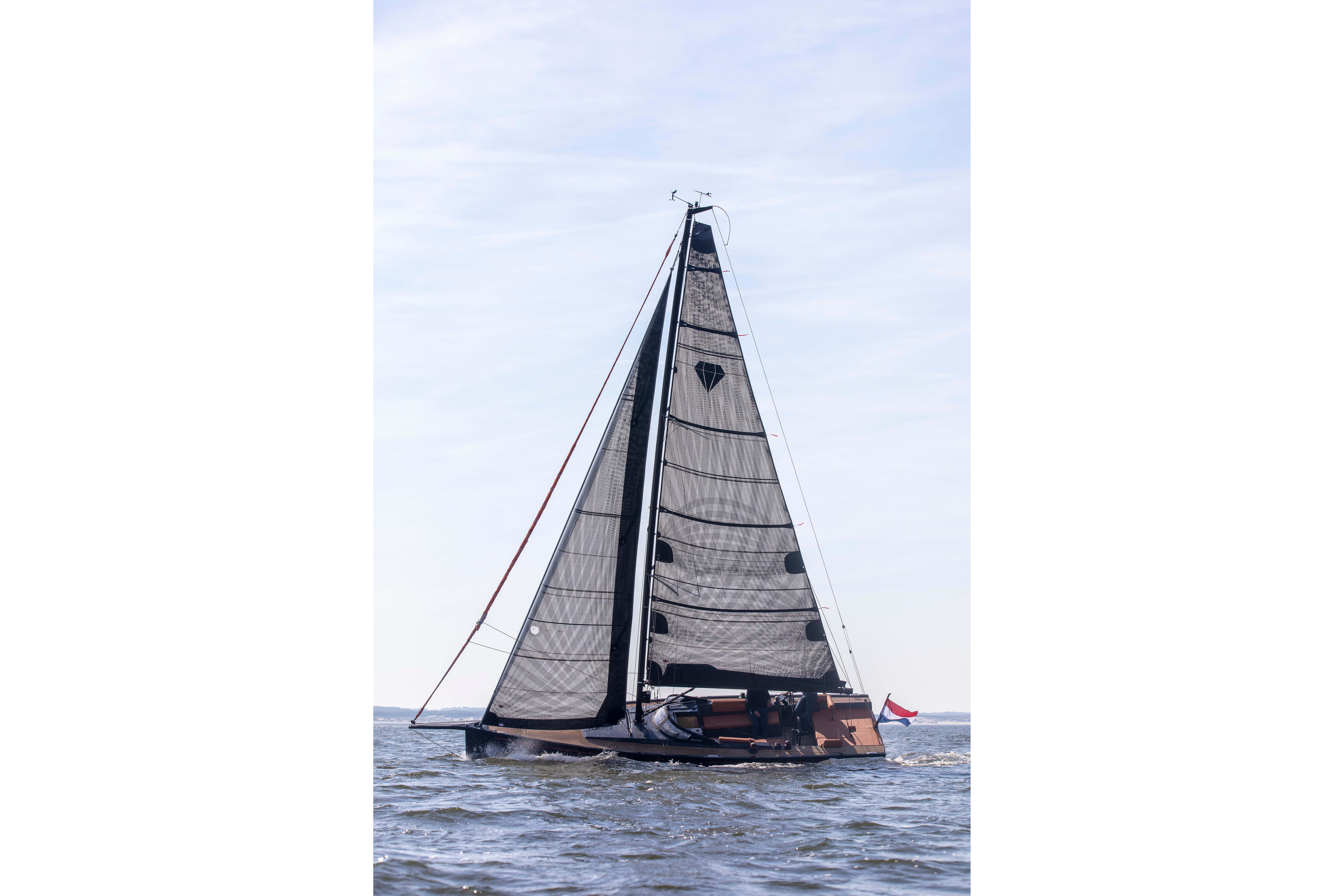 2026 Saffier SE 33 Life sailboat on open water, showcasing sleek design and modern sails.