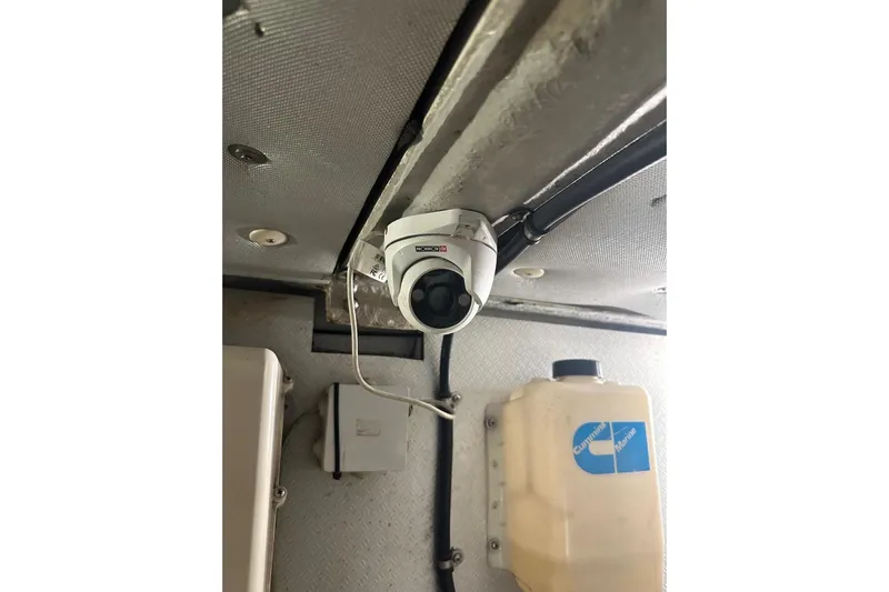  Yacht Photos Pics Security camera installed on Uniesse 48 Open yacht, 2005 model, interior view.