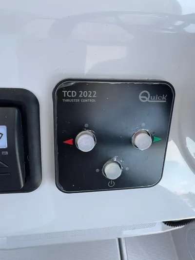 Yacht Photos Pics Control panel of a 2023 RYCK 28 boat with thruster controls.