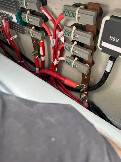  Yacht Photos Pics Electrical wiring and connections in a 2023 RYCK 28 boat.