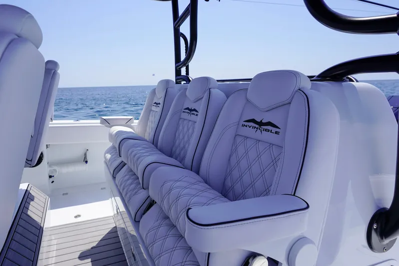  Yacht Photos Pics Luxurious seating on 2026 Invincible 40 Catamaran with ocean view.