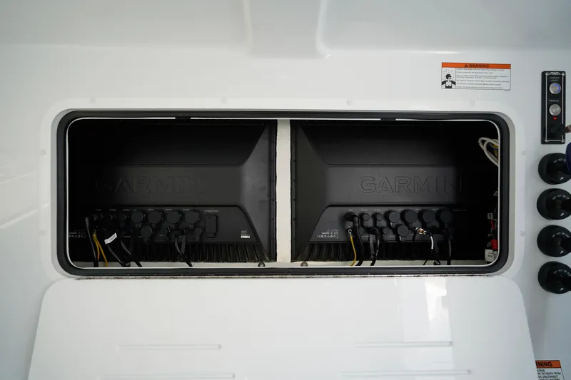  Yacht Photos Pics Electrical panel with Garmin systems on 2026 Invincible 40 Catamaran.