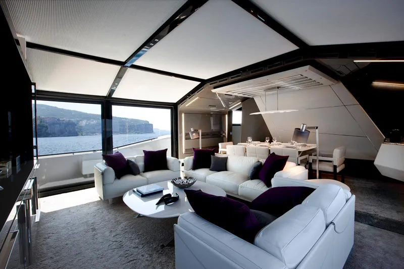  Yacht Photos Pics Luxurious interior of 2015 Arcadia Yachts A 85 with modern design and ocean view.