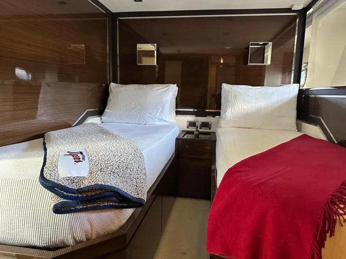 Bbella Yacht Photos Pics Twin cabin interior of 2014 Cheoy Lee Alpha 87 Express Sportbridge yacht.