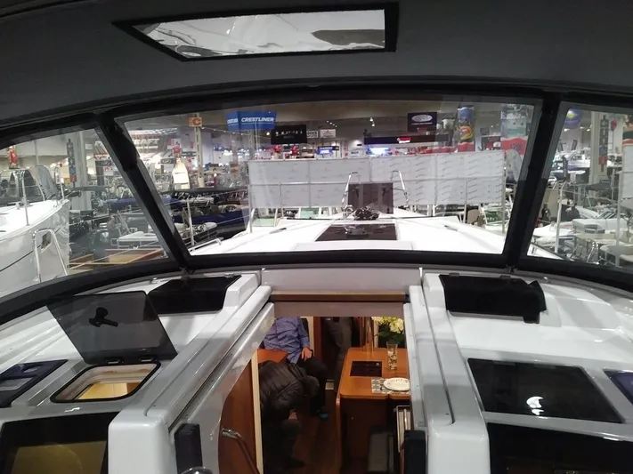  Yacht Photos Pics Interior view of 2017 Hanse HANSE 415 yacht at a boat show.