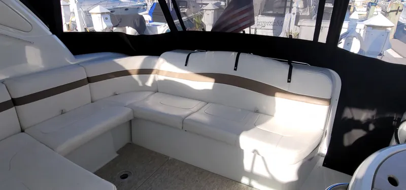  Yacht Photos Pics Interior of a 2012 Formula 37 Performance Cruiser with seating area.