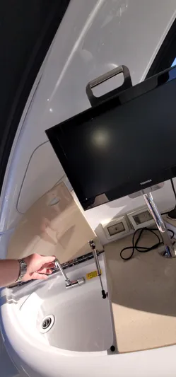  Yacht Photos Pics 2012 Formula 37 Performance Cruiser interior with TV and sink.