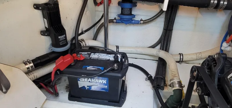  Yacht Photos Pics Battery in engine compartment of 2012 Formula 37 Performance Cruiser.
