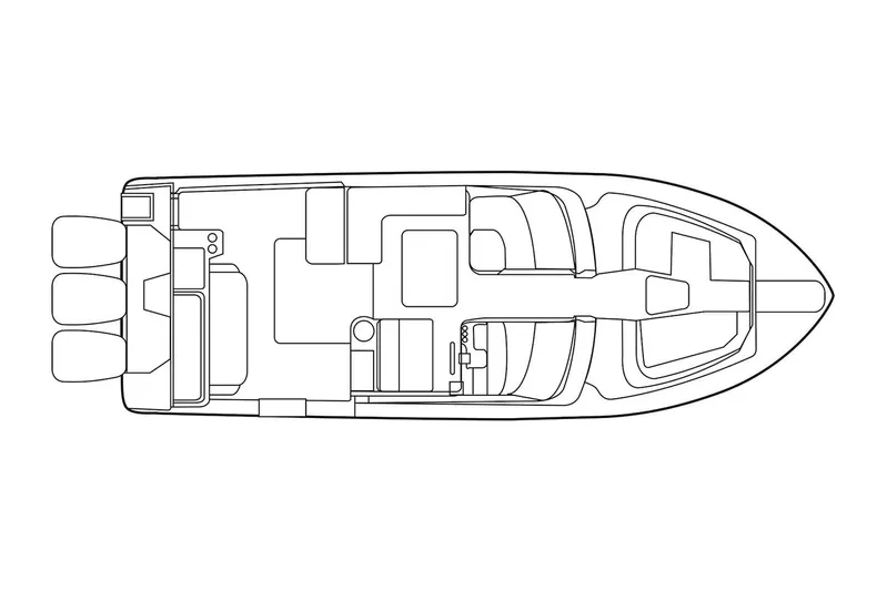  Yacht Photos Pics Manufacturer Provided Image: Top view layout of 2024 Grady-White Freedom 335 boat.