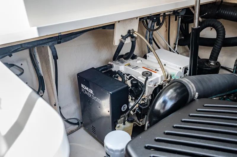 Bella Vita Yacht Photos Pics Engine compartment of 2008 Sea Ray 340 Sundancer with Kohler power system.