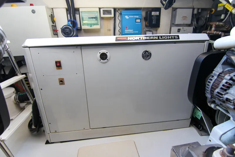 Fortunato Yacht Photos Pics Engine room of 2016 Azimut 50 Flybridge yacht with Northern Lights generator.