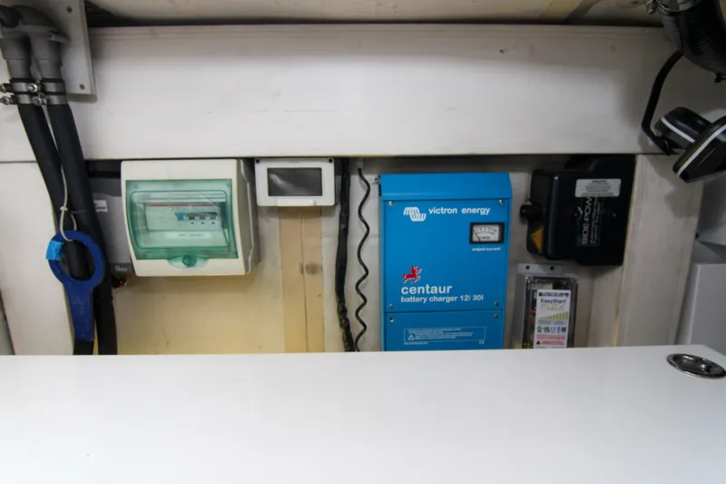 Fortunato Yacht Photos Pics Electrical panel and battery charger in 2016 Azimut 50 Flybridge yacht.