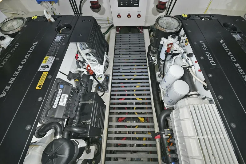  Yacht Photos Pics Engine room of 2015 Tiara Yachts C44 Coupe with Volvo Penta IPS 600 engines.