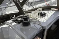 2024 Bavaria C38 yacht cockpit with ropes and winch system.