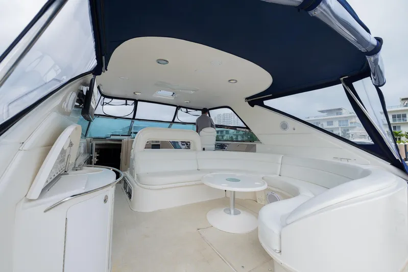 Paulay D Yacht Photos Pics Luxurious 2005 Sea Ray 600 Sun Sport yacht interior with white seating and sleek design.