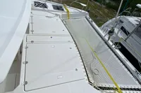 Leopard 45 catamaran deck, 2020 model, docked with ocean view.