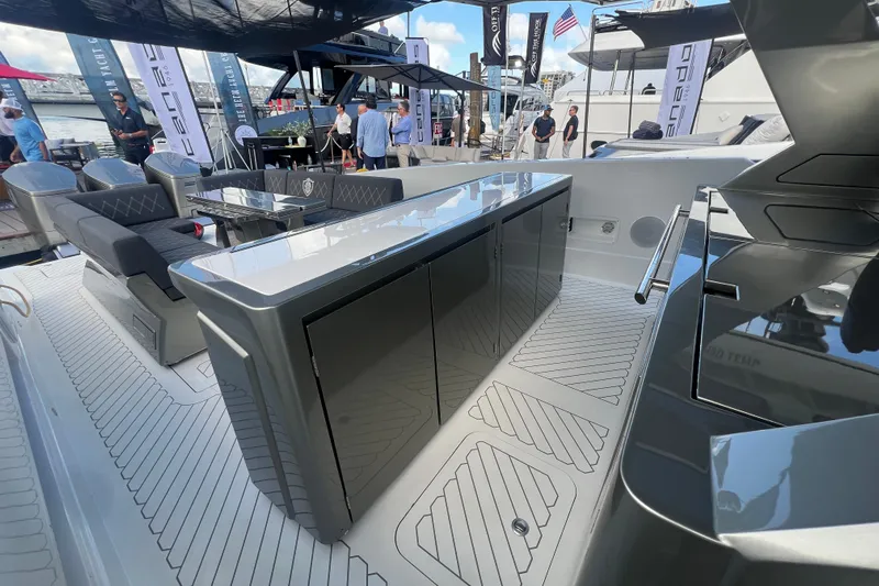  Yacht Photos Pics 2023 Canados 493 Gladiator yacht interior with sleek design and modern amenities.