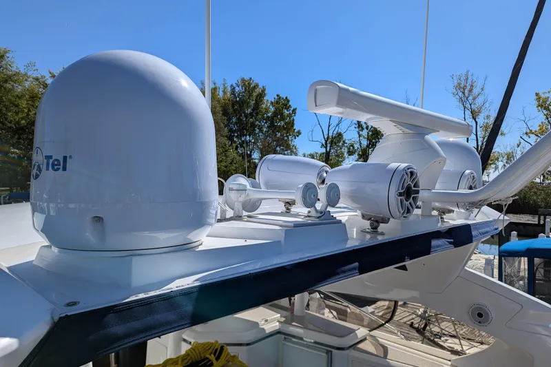  Yacht Photos Pics Radar and communication equipment on 2006 Sunseeker Predator 68 yacht.