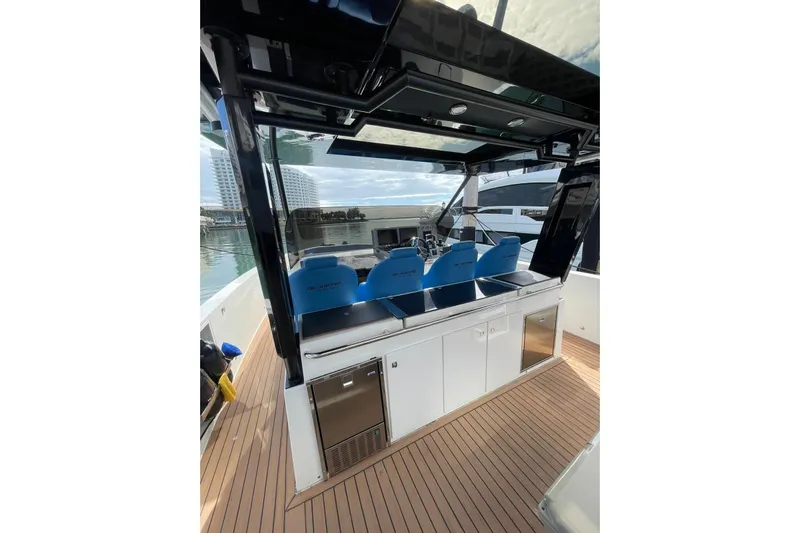  Yacht Photos Pics 2021 De Antonio Yachts Center Console with sleek design and modern amenities.
