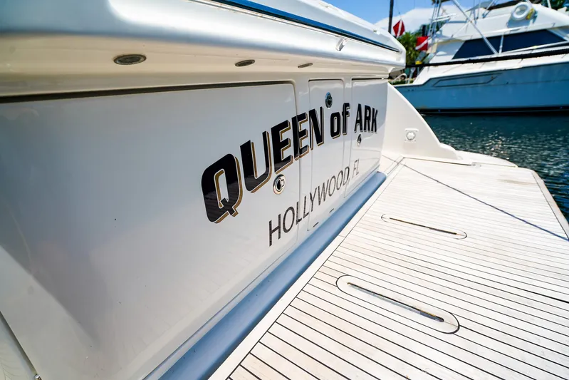 Queen Of Ark Yacht Photos Pics Azimut 42 Fly 2017 yacht, "Queen of Ark," docked in Hollywood marina.