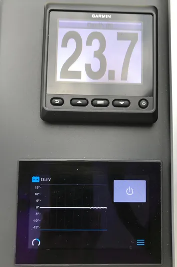  Yacht Photos Pics Garmin display showing 23.7, Fairline Targa 45 GT 2021 control panel.