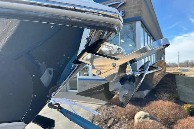  Yacht Photos Pics 2023 Regal 2800 Bowrider boat with shiny stainless steel propeller detail.