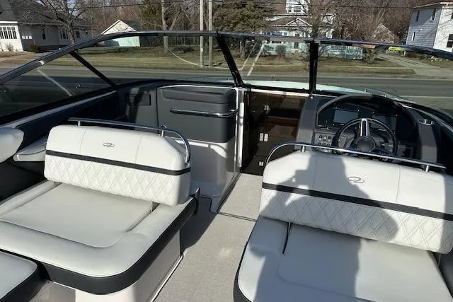  Yacht Photos Pics 2023 Regal 2800 Bowrider interior with luxurious seating and modern dashboard design.