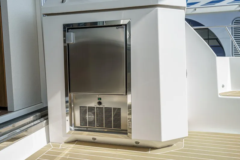 Serenity Yacht Photos Pics Stainless steel appliance on 2015 Cruisers Yachts 48 Cantius deck.