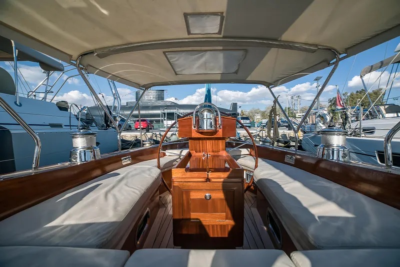 Spirit Of Galatea Yacht Photos Pics Luxurious 2014 Spirit Yachts sailboat interior with elegant wood finish and comfortable seating.