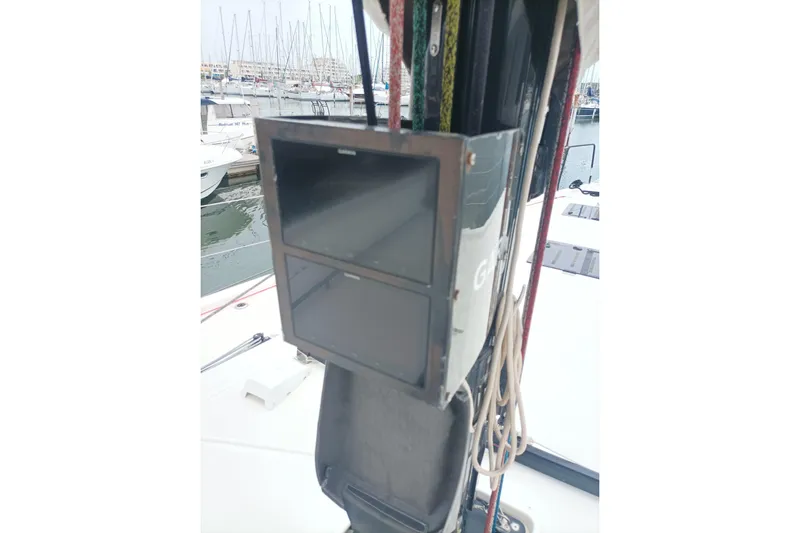 Ritual Yacht Photos Pics Beneteau First 53 yacht mast with navigation equipment, docked in a marina, 2020 model.