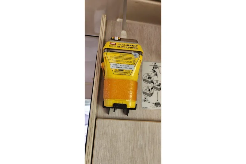 Jolly Dacha Yacht Photos Pics Yellow emergency beacon mounted on a Leopard 48 yacht, model year 2015.