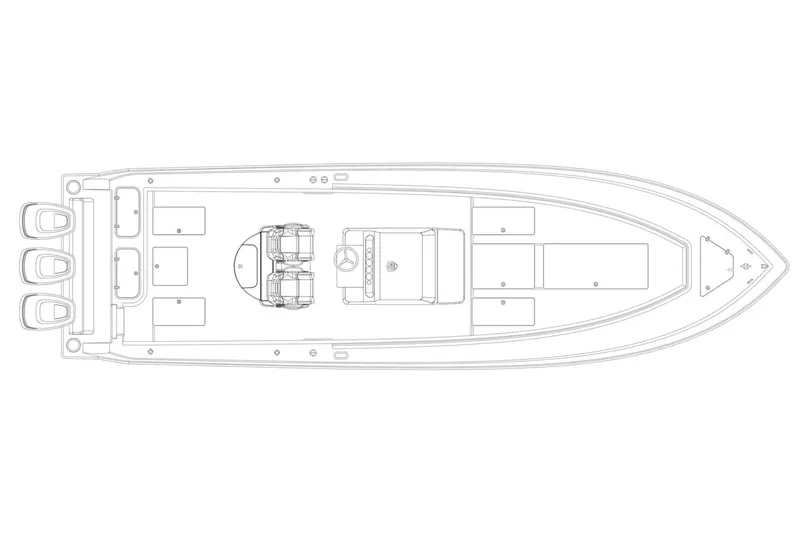  Yacht Photos Pics Manufacturer Provided Image: Top view line drawing of 2026 Contender 35 ST boat layout.