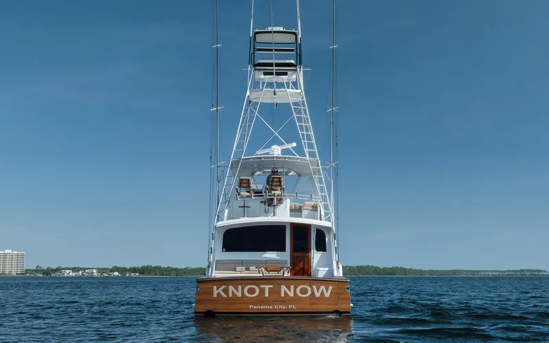 Knot Now Yacht Photos Pics 1997 Miller Marine Custom Carolina yacht "Knot Now" on water, Panama City, FL.