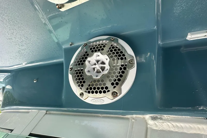  Yacht Photos Pics Close-up of a speaker on a 2008 Everglades 350 CC boat.