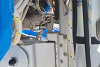 Close-up of rigging on a 2019 Leopard 45 catamaran sailboat.