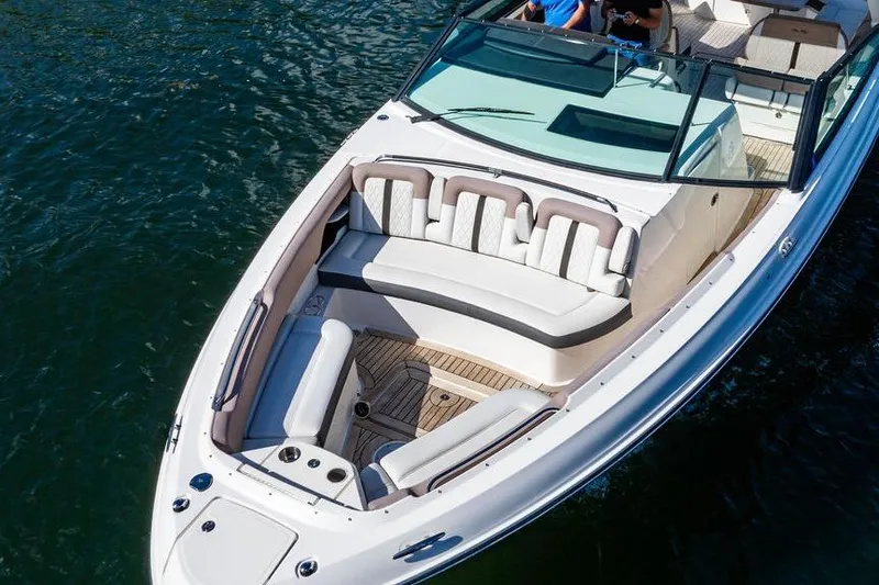 Sobe III Yacht Photos Pics 2019 Sea Ray SLX 400 Outboard boat with spacious seating on calm water.