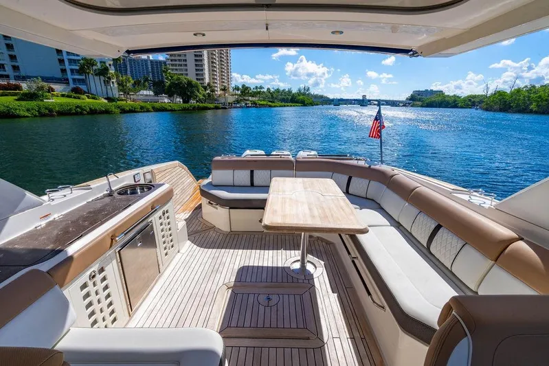 Sobe III Yacht Photos Pics Luxurious 2019 Sea Ray SLX 400 Outboard yacht interior with scenic waterway view.