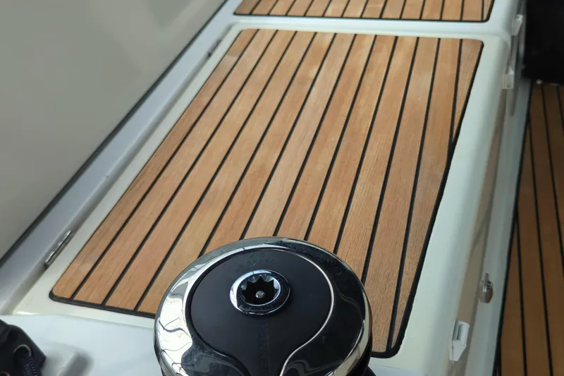Her Intentions Yacht Photos Pics Teak deck detail on 2021 Jeanneau Sun Odyssey 440 sailboat.