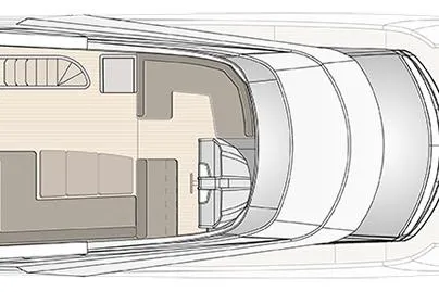 Grace Yacht Photos Pics Top view layout of 2020 Monte Carlo Yachts MCY 66, showcasing interior design.