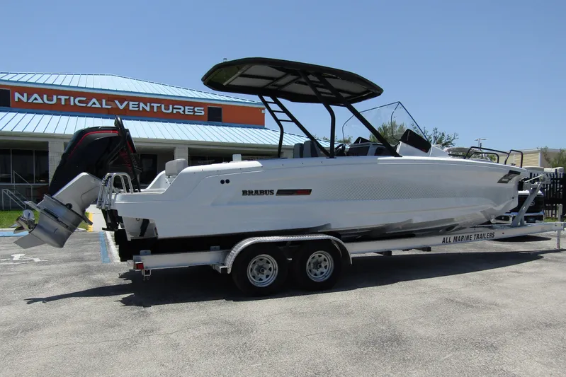  Yacht Photos Pics 2024 BRABUS SHADOW 300 CT boat on trailer at Nautical Ventures dealership.