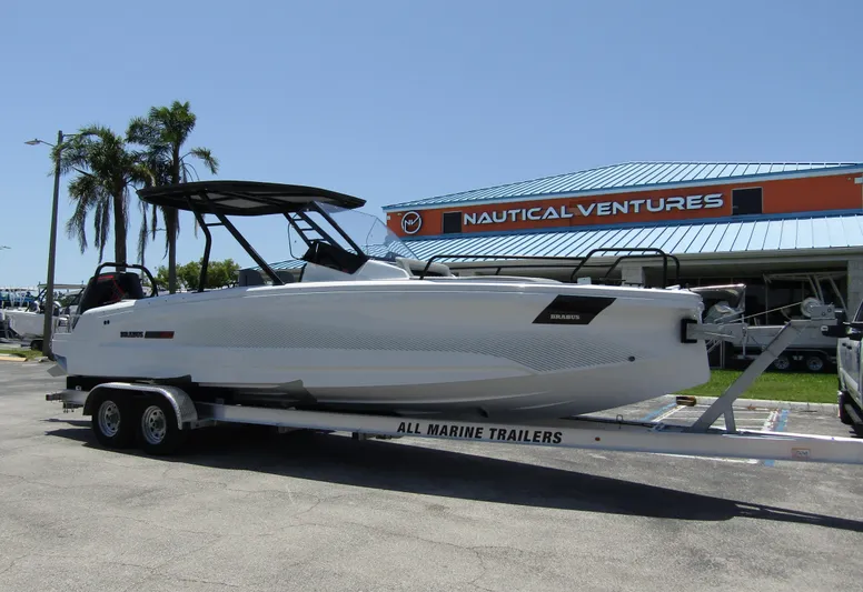  Yacht Photos Pics 2024 BRABUS SHADOW 300 CT boat on trailer at Nautical Ventures dealership.